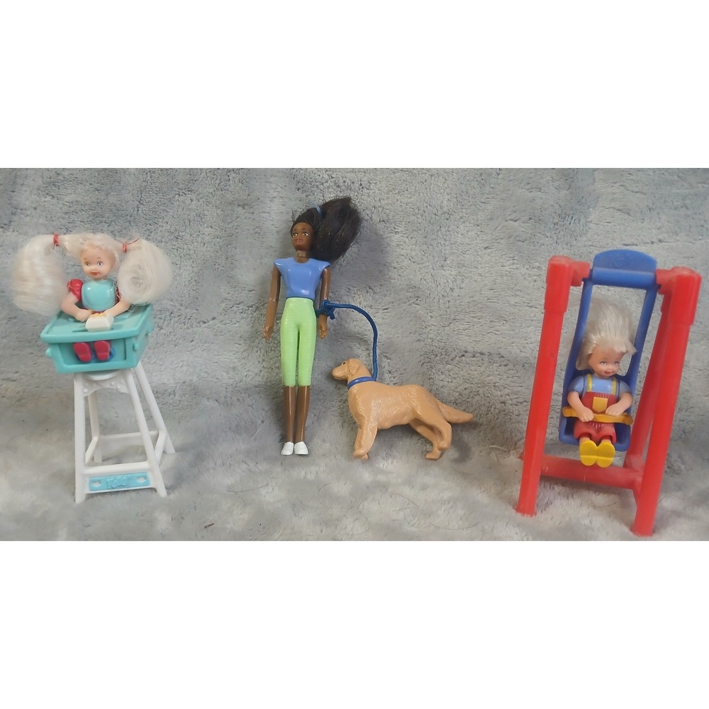 Vtg 1998 1999 Barbie McDonalds Happy Meal Toy Lot Kelly Christie Dog Swing Chair